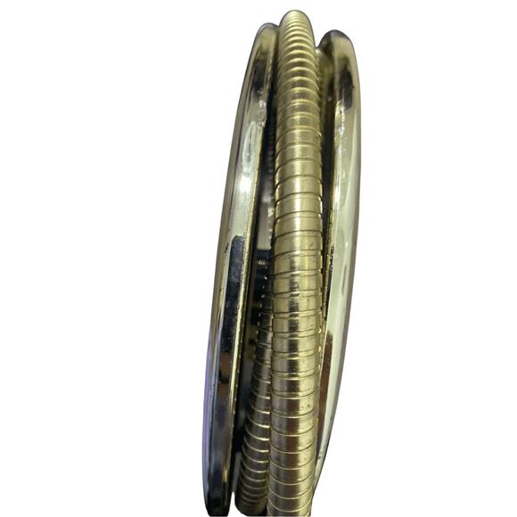 Vintage 70's Stand Up Brass Wire Vanity Double Sided Mirror With Leather Case - Picture 6 of 6